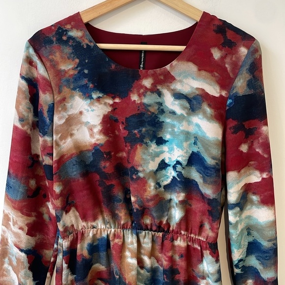 W118 Walter Baker Multicolor Abstract Print Shirt Dress S longsleeve tie dye - Picture 2 of 11